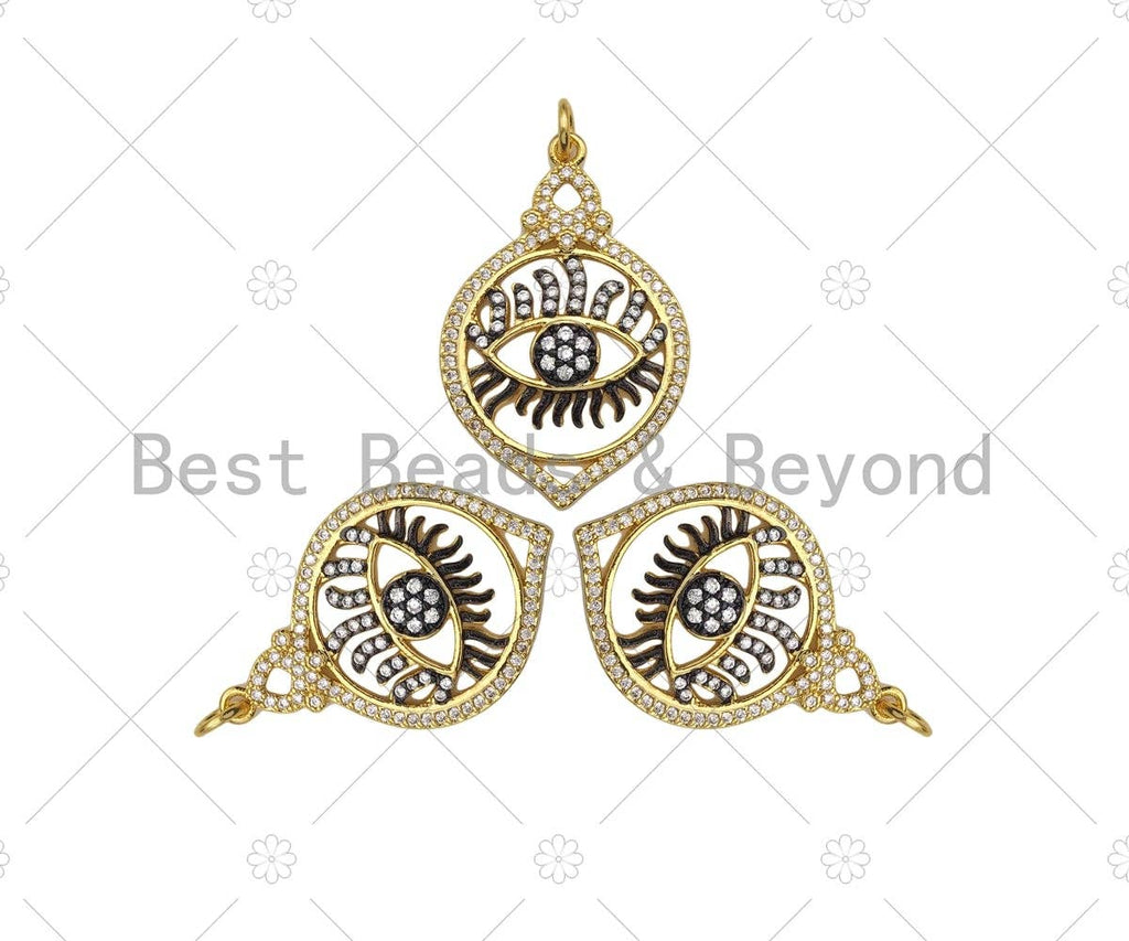 Dual CZ Micro Pave Evil Eye Charm,  Sku#L515