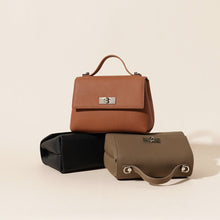 Load image into Gallery viewer, Women's Genuine Leather Crossbody Shoulder Bag | Lock Clasp | Phone &amp; Card Pockets