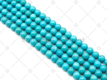 Load image into Gallery viewer, Natural Turquoise Blue Howlite Round Smooth Beads, Sku#U1174