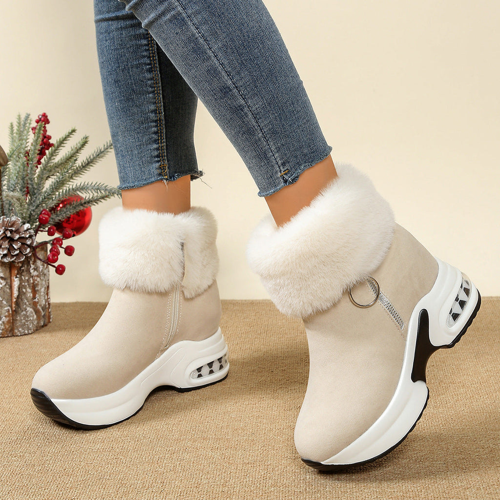 Women's Platform Fleece-Lined Ankle Boots | Height-Enhancing Winter Snow Boots