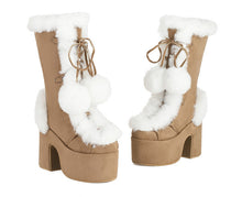 Load image into Gallery viewer, Women's Mid-Calf Chunky Heel Furry Boots – Suede Platform Winter Boots
