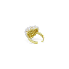Load image into Gallery viewer, Silver Gold White Pearl Puffy Heart Statement Adjustable Ring, Sku#A448