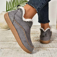 Load image into Gallery viewer, Women's V-Cut Plush Ankle Boots | Winter Warm Flat Snow Boots | Suede Faux Fur Lined