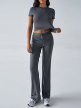 Load image into Gallery viewer, Crew Neck Short Sleeve Top &amp; Full-Length Pants Set – Solid Color, 10 Colors