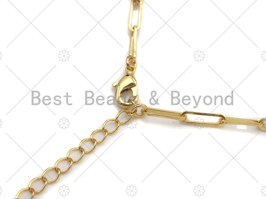 18/16/7 Dainty  Paper Clip Chain Necklace and Bracelet, Sku#LK106
