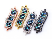 Load image into Gallery viewer, CZ Micro Pave Abalone Rectangle Connector, SKU#E329C
