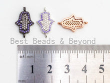 Load image into Gallery viewer, CZ Micro Pave Small Violet Hamsa Hand Connector, SKU#A57