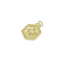 Load image into Gallery viewer, Clear CZ Gold Bee On Hexagon Charm, Sku#LX369