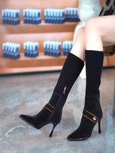 Load image into Gallery viewer, Women's Over-the-Knee Stiletto Boots | Stretchy Knit Pointed Toe Side Zipper