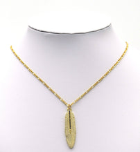 Load image into Gallery viewer, Cobalt CZ Gold Feather Charm, Sku#LX45