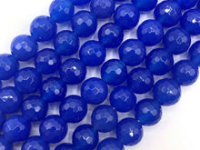 Load image into Gallery viewer, 2mm Big Hole High Quality Blue Agate Round Faceted Beads, 8mm/10mm/12mm Natural Beads, 8'' Full Strand, SKU#U1209