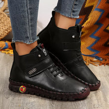 Load image into Gallery viewer, Women's Lace Up Platform Ankle Boots – Flat Platform PU Leather Booties