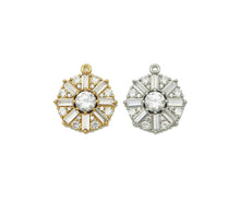 Load image into Gallery viewer, Baguette CZ flower coin charm, Big CZ center Coin Charm, Sku#B160