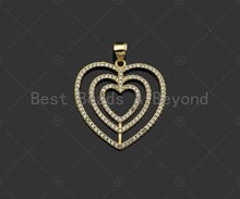 Load image into Gallery viewer, Gold Filled CZ Micro Pave Triple Heart Frame Shape Pendant, 18K Gold Filled Heart Charm, Necklace Bracelet Charm Pendant,25x26mm,Sku#LD90