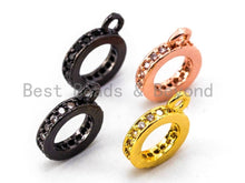 Load image into Gallery viewer, CZ Micro Pave Donut Ring 8mm Charm holder connector Beads, CZ pave Slider Link Beads, Large hole Spacer Beads with Jump Ring, sku#F334