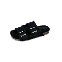Load image into Gallery viewer, Women's Outdoor Belt-Buckle Flat Slide Sandals – Casual Denim Beach Sandals
