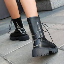 Load image into Gallery viewer, Women's Chunky Heel Mid-Calf Lace-Up Boots | Square Toe Dr. Martens Style | Sizes 35–42