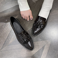 Load image into Gallery viewer, Women's Pointed-Toe Tassel Loafers - Slip-On Chunky Heel Shoes in Plus Sizes