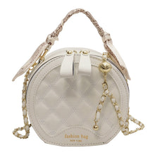 Load image into Gallery viewer, Small Round Embroidered Crossbody Bag for Women – Diamond Pattern PU Leather