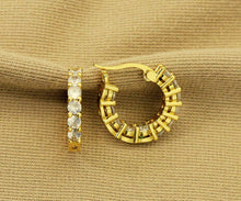 Load image into Gallery viewer, CZ Round Huggie Hoop Earrings, Sku#B191