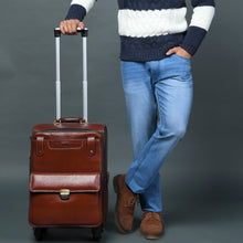 Load image into Gallery viewer, Leather Carry-On Trolly Bag