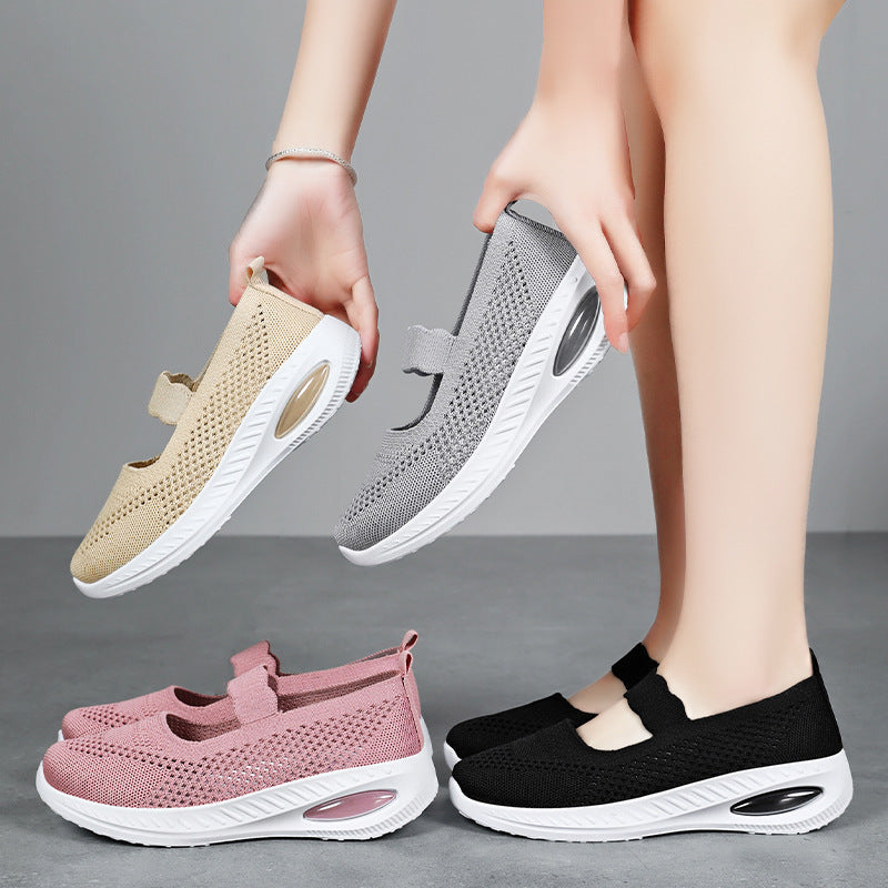 Women's Breathable Mesh Casual Sneakers - Lightweight Slip-On Flat Shoes