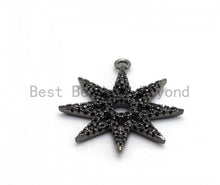 Load image into Gallery viewer, Black CZ Pave On Black Micro Pave Star Pendant/Charm,Cubic Zirconia Paved Charm, Necklace Bracelet Charm Pendant,19x21mm,1pc, sku#B99