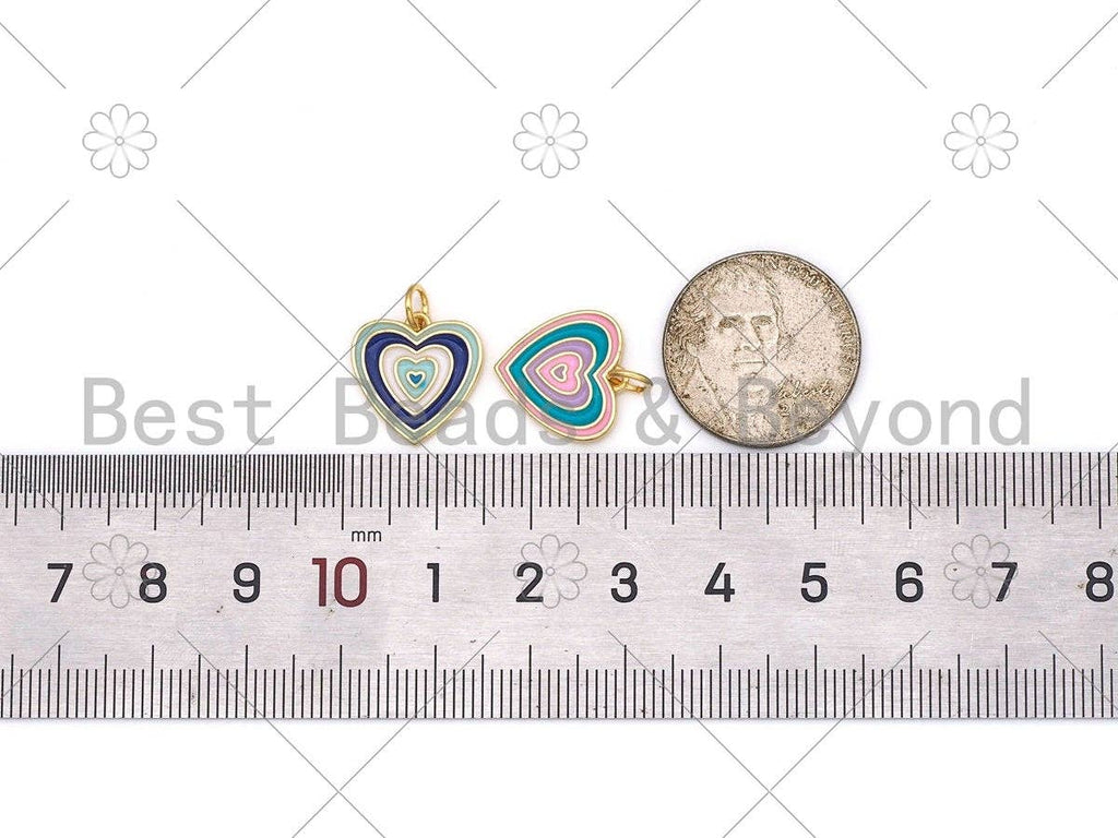 Colorful Enamel Triple Heart Shape Pendant, Sku#L628