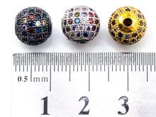 Load image into Gallery viewer, CZ Micro Pave Multi Color Ball Spacer Beads, Rainbow Colored Shamballa Ball Beads,sku#G293