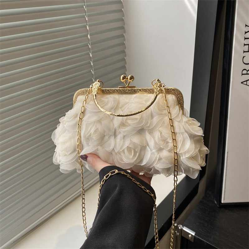 Rose Pattern Women's Crossbody Bag with Chain Strap | Chic Everyday Handbag