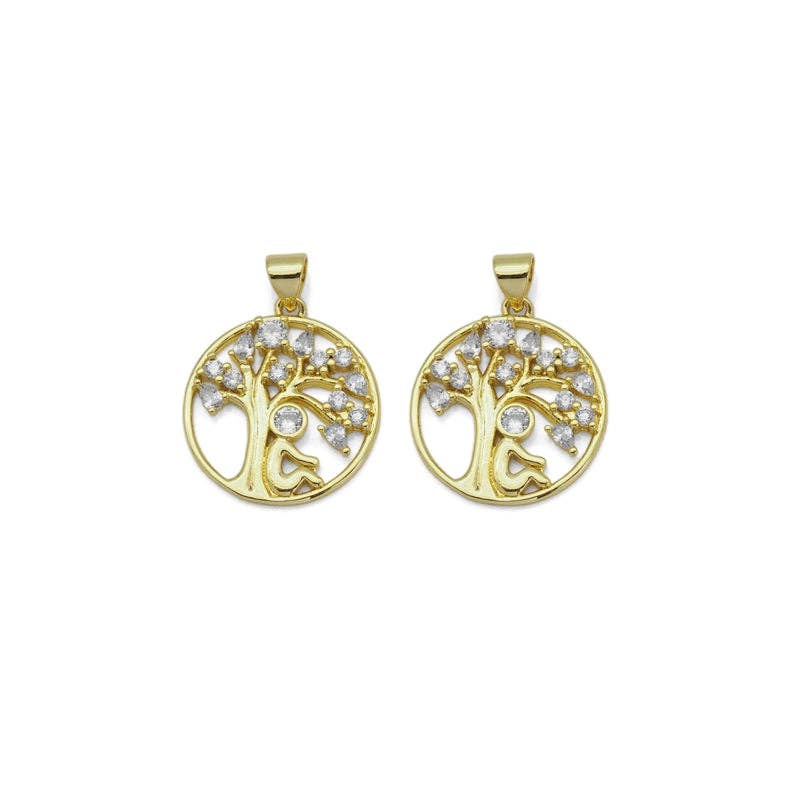 Gold CZ Under the Tree Charm, Sku#LD420