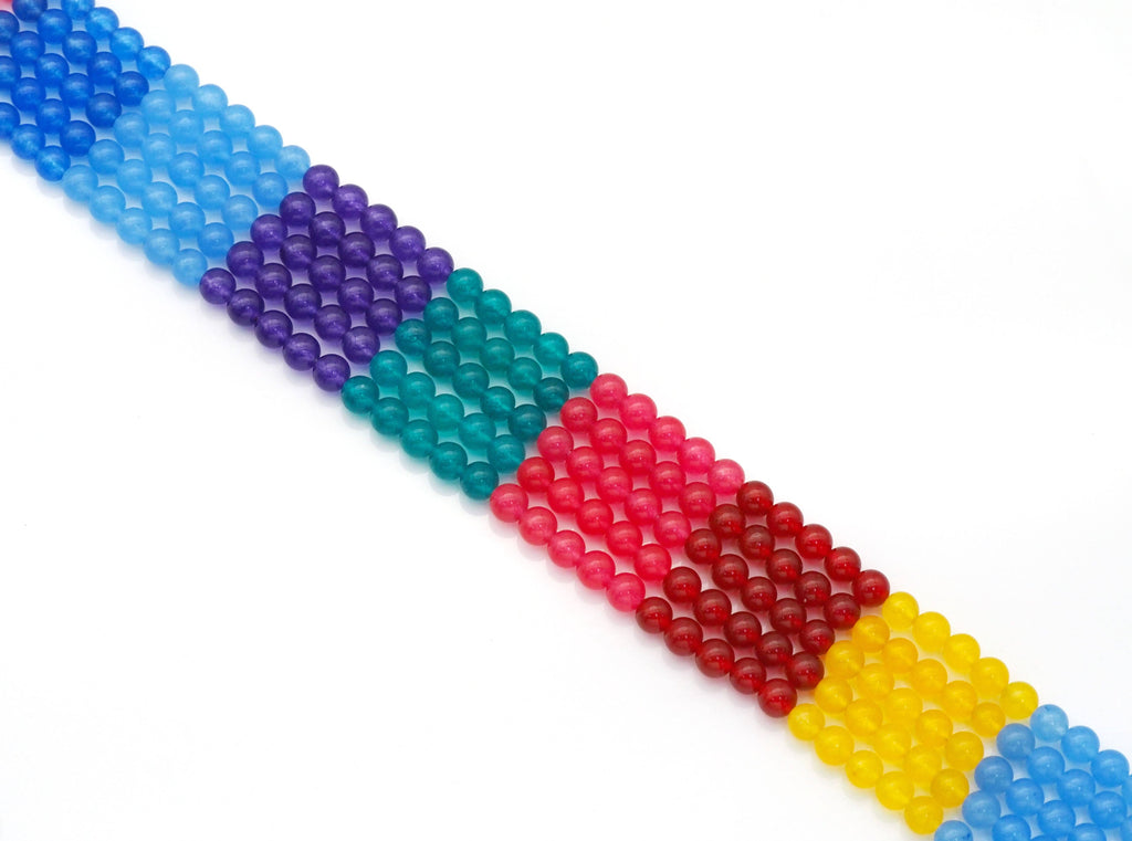 Mixed Color Jade Round Smooth Beads, Sku#U1428
