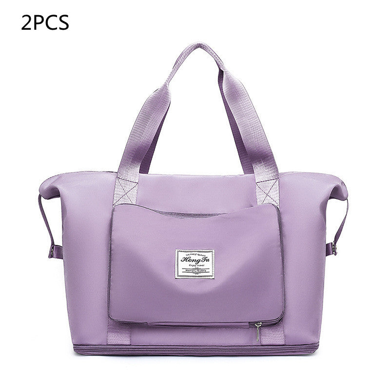 Foldable Travel Gym Bag for Women – Large Capacity Waterproof Duffel Bag with Wet Pocket & Luggage Strap