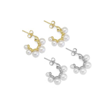 Load image into Gallery viewer, Gold White Pearl Arc-Shaped Stud Earrings, Sku#LD457