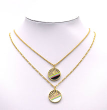 Load image into Gallery viewer, Gold Enamel Rainbow Hollow Out Round Coin Charm, Sku#F1496