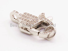 Load image into Gallery viewer, CZ Micro Pave Hand Shaped Lobster Claw Clasp, Cubic Zirconia Micro paved Clasp for beading, Bracelet Necklace Clasps, 20x13mm, sku#H50