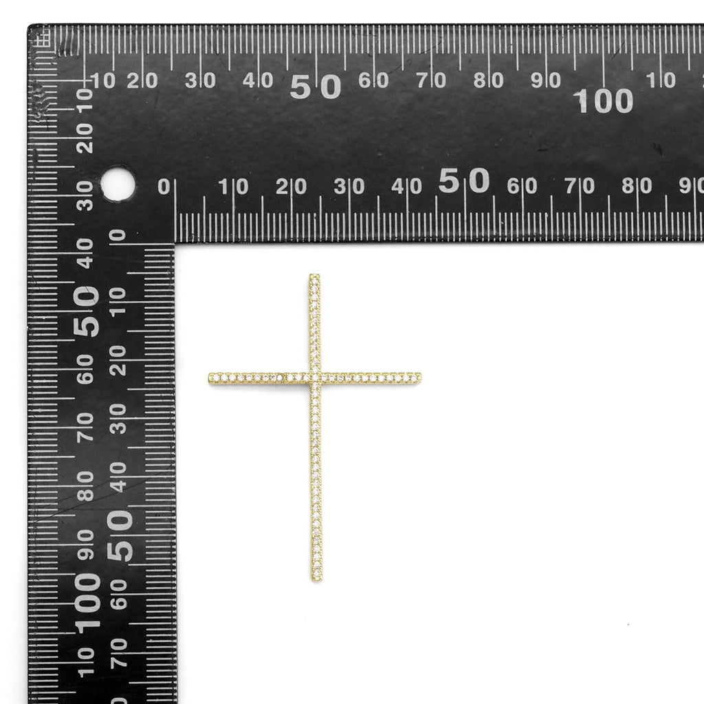 Gold /Silver CZ Big Cross Shape Charm, Sku#LX422