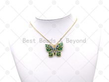 Load image into Gallery viewer, Colorful Enamel Butterfly Shape Pendant,18K Gold Filled Fuchsia CZ Micro Pave Butterfly Charm, Necklace Bracelet Charm Pendant, Sku#LK571
