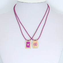 Load image into Gallery viewer, Clear CZ Fuchsia Orange North Star Evil Eye On Rectangle Charm Pendant, Sku#FH240
