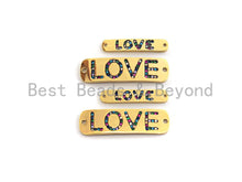 Load image into Gallery viewer, Colorful CZ Micro Pave LOVE Bar Oval Connector/Link, Cz Pave Bracelet Necklace Connector in Gold Finish,5x28/10x37mm,sku#M256