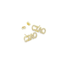 Load image into Gallery viewer, Clear CZ Ciao Word Stud Earrings, Sku#A355