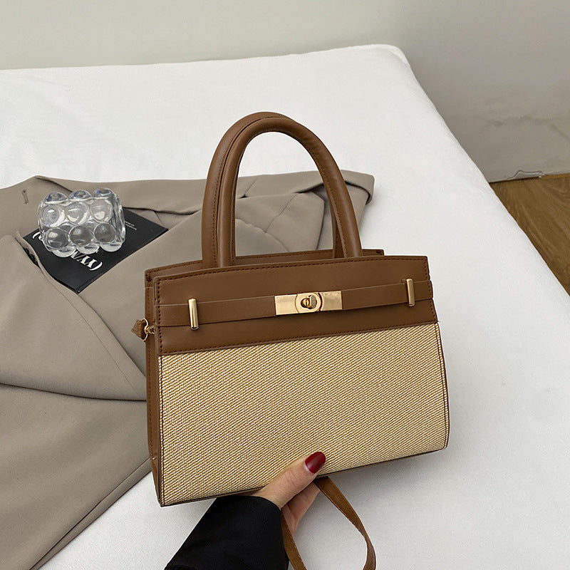 Women's Retro Color-Block Crossbody Bucket Bag – PU Leather Shoulder Bag