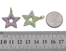 Load image into Gallery viewer, CZ Colorful Enamel Five Point Star Charm, Sku#F1509