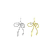 Load image into Gallery viewer, Gold Clear CZ Bow Charm Pendant, Sku#A416