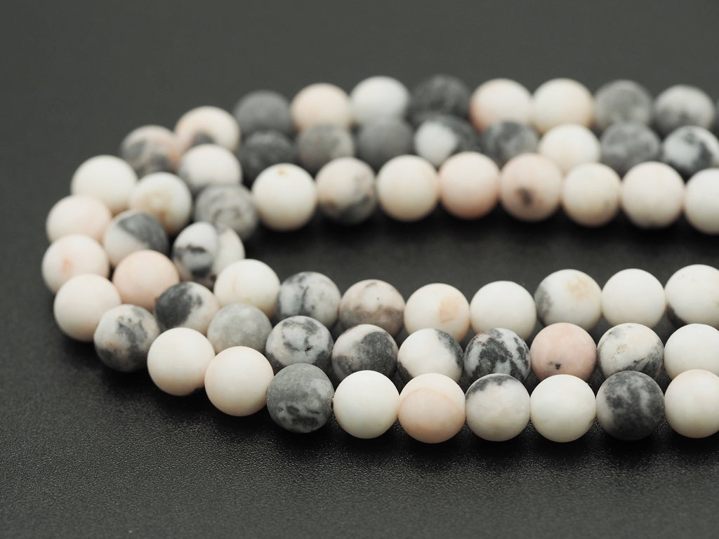 Matt Pink Zebra Jasper Round Smooth Beads, Sku#U1313