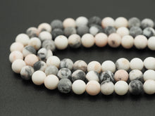 Load image into Gallery viewer, Matt Pink Zebra Jasper Round Smooth Beads, Sku#U1313