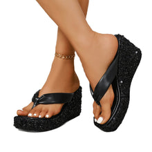 Load image into Gallery viewer, Women's Sequin Wedge Sandals | Glitter Platform Heels | Beach &amp; Resort Sandals