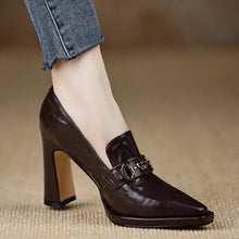 Load image into Gallery viewer, Retro Chunky-Heel Pointed-Toe Professional Women's Pumps | Slip-On Office Heels