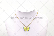 Load image into Gallery viewer, Enamel Colorful Butterfly Shape Pendant, 18K Gold Filled Butterfly Charm, Necklace Bracelet Charm Pendant,Sku#L637