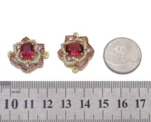 Load image into Gallery viewer, Fuchsia CZ Rose Flower Frame Charm, Sku#LK750